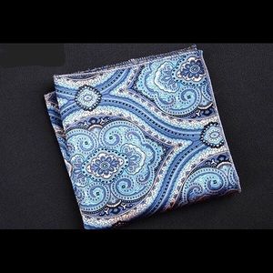 Blue patterned pocket square